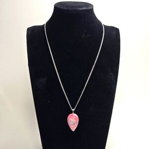 Stone Necklace Pink Quartz Druzy Geode Pendant 925 Sterling Silver Snake Chain